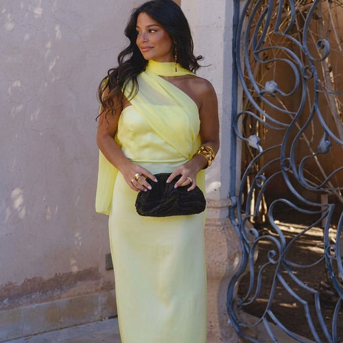 Aloe | Vestido Midi de Mujer con Escote Cruzado Asimétrico