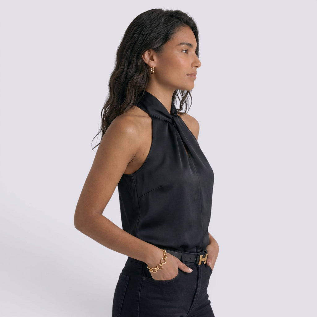 Top Halter Mujer Satén Elegante
