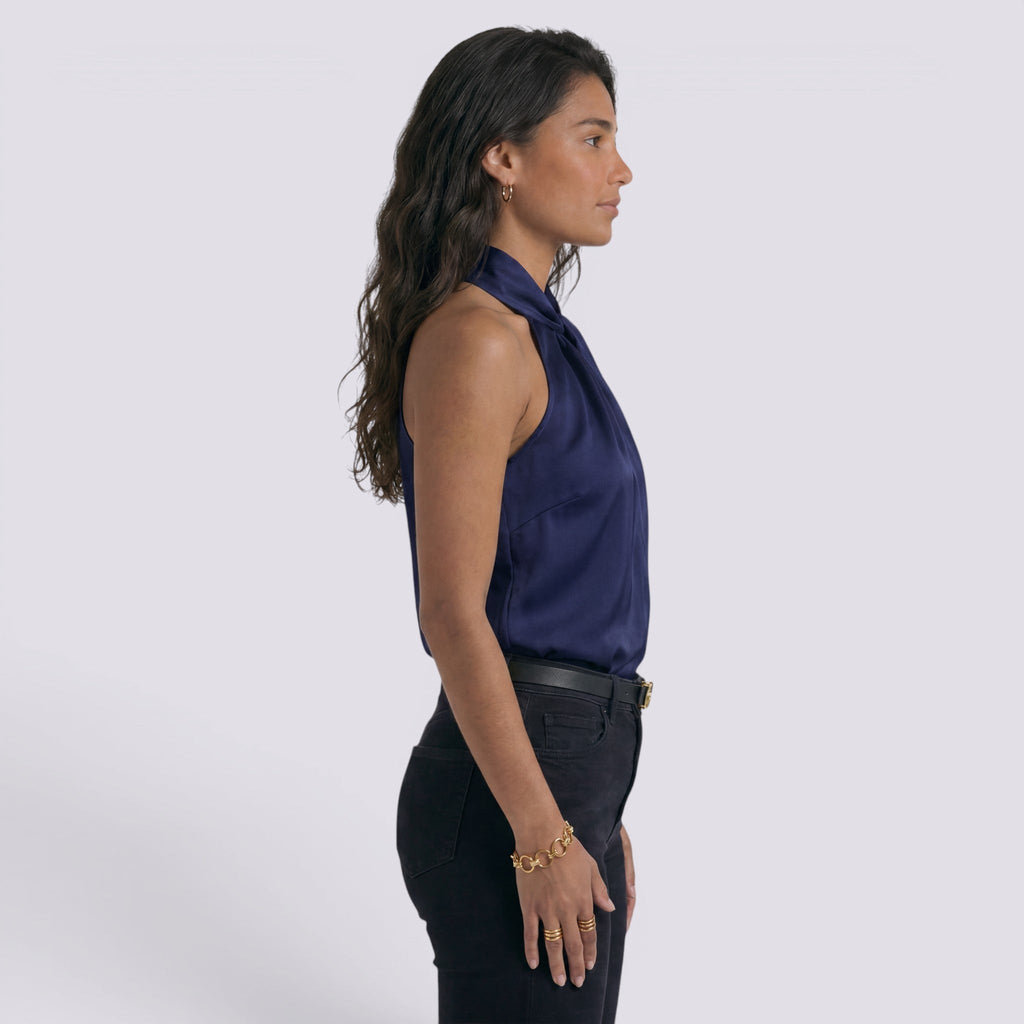 Top Halter Mujer Satén Elegante