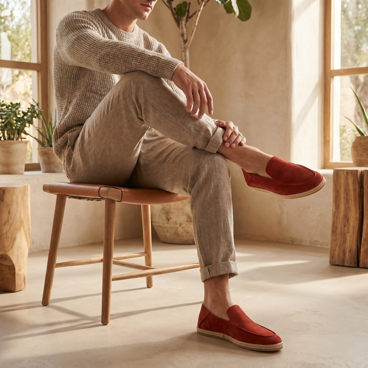 Suede Espadrille Loafers Heren Casual Zomer