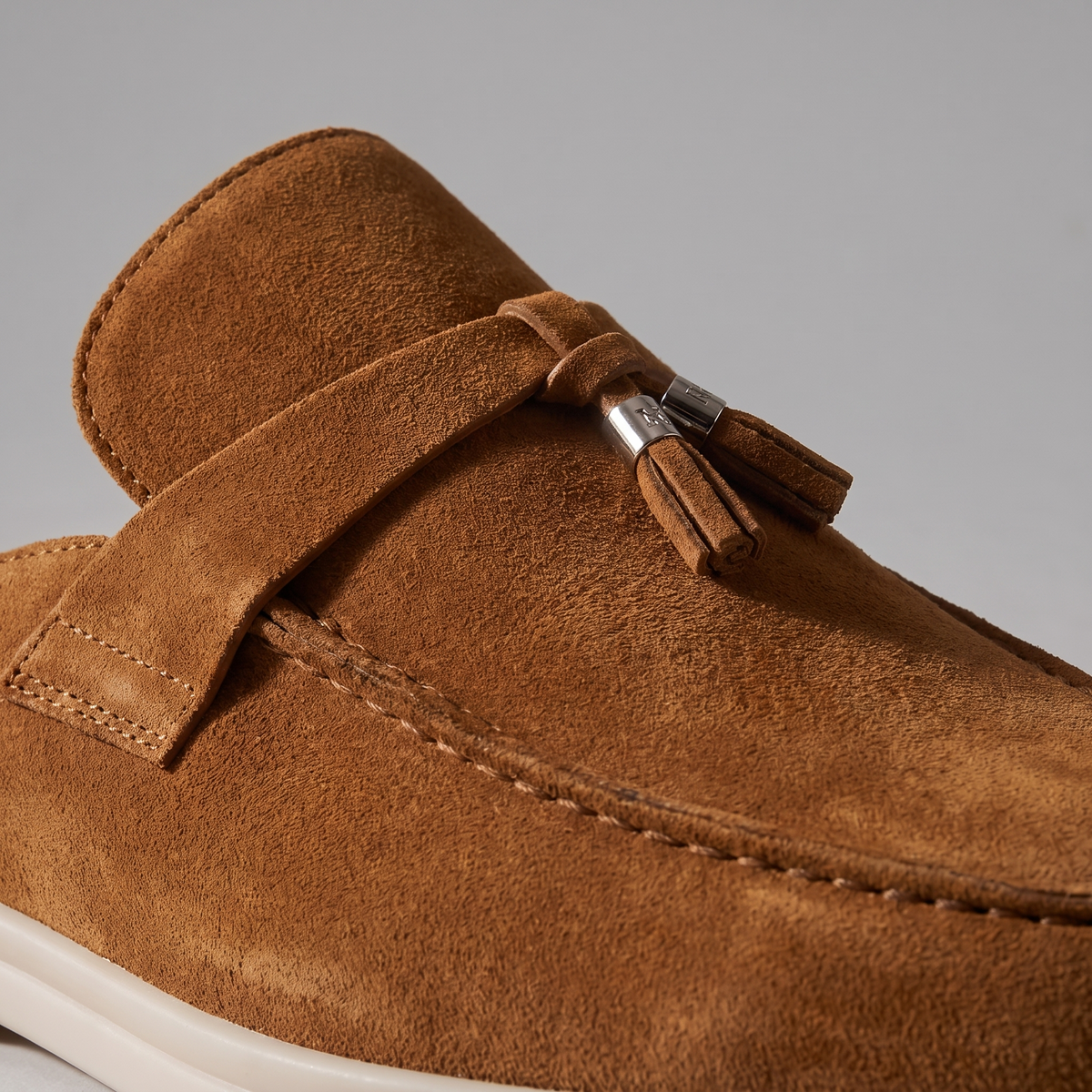 Suede Loafer Mules Heren Metal Buckle Open Heel Casual