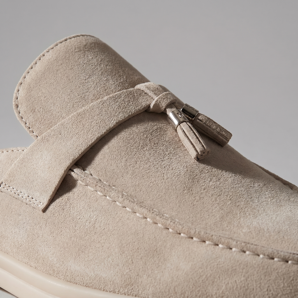 Suede Loafer Mules Heren Metal Buckle Open Heel Casual