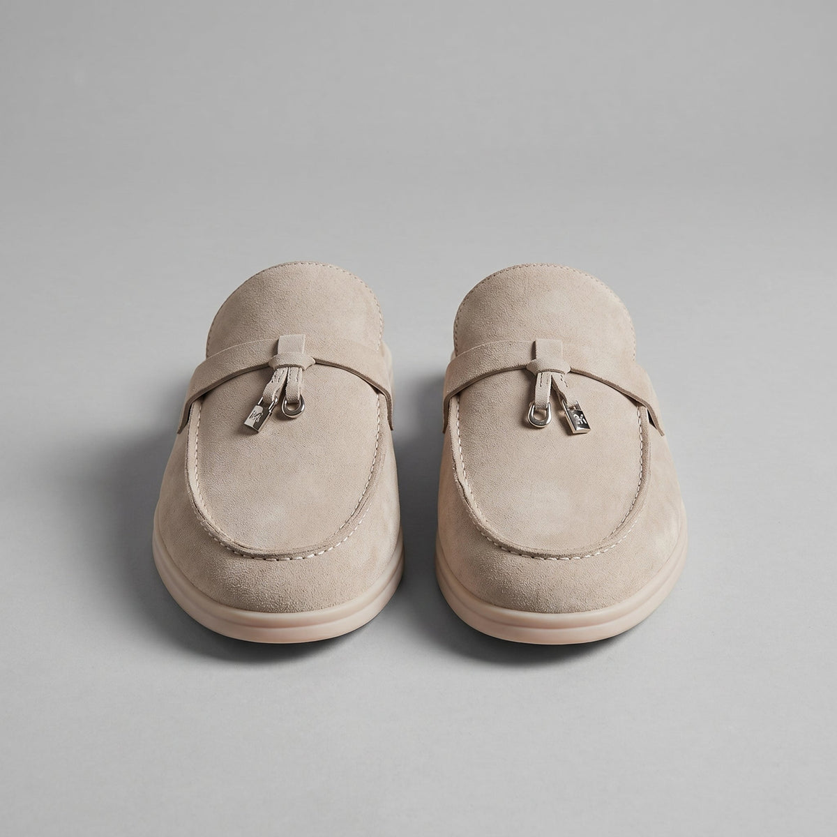 Suede Loafer Mules Heren Metal Buckle Open Heel Casual