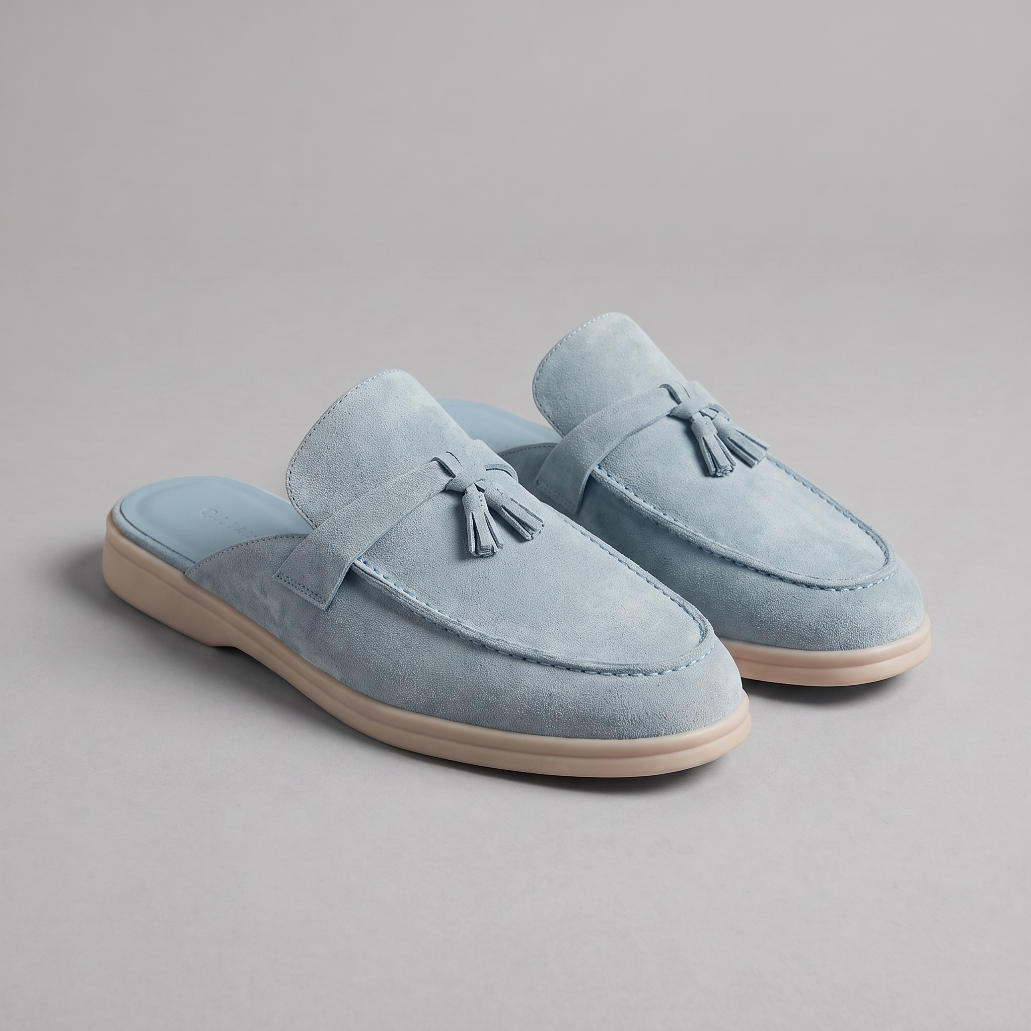Suede Loafer Mules Heren Metal Buckle Open Heel Casual