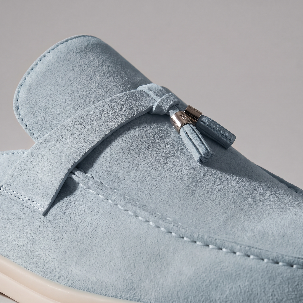 Suede Loafer Mules Heren Metal Buckle Open Heel Casual