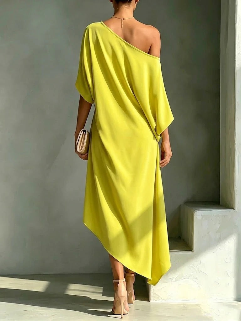 Carlotta | Vestido Midi de Mujer Asimétrico de Un Hombro